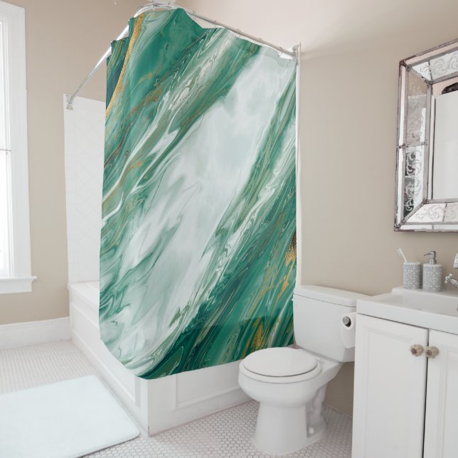 Emerald Jade Green Gold Accented Painted Marble (In Situ)