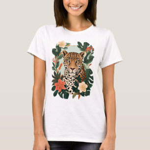 Emerald Jaguar Tropical Botanical Women’s T-Shirt