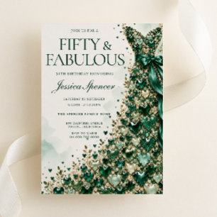 Emerald Jewel Dress 50th Birthday Party Invitation