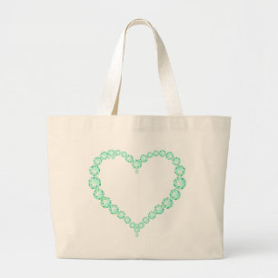 Emerald Jewel Heart Large Tote Bag
