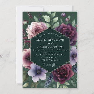 Emerald Jewel-Tone Flora Wedding Invitation