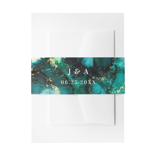 Emerald Jewel Tone Wedding Design Invitation Belly Band (Front Example)