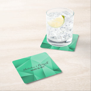 Emerald Jewel Tones Wedding Paper Coasters