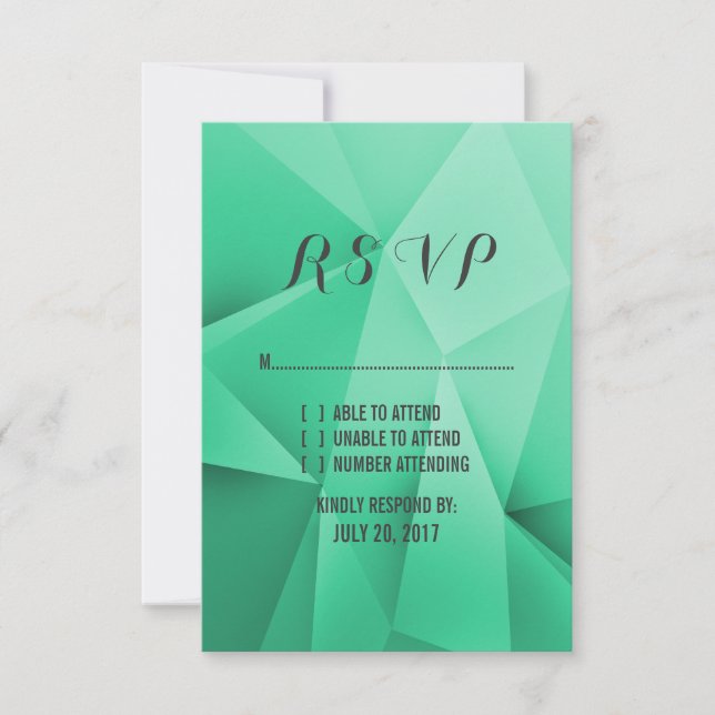 Emerald Jewel Tones Wedding RSVP Card (Front)