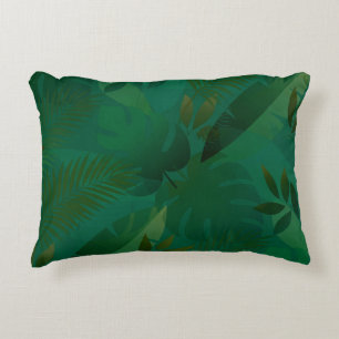 Emerald Jungle Exotic Mystic Tropical Leaves  Accent Pillow