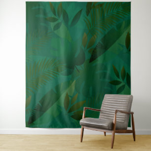Emerald Jungle Exotic Mystic Tropical Leaves Tapestry