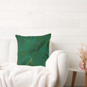 Emerald Jungle Exotic Mystic Tropical Leaves Throw Pillow