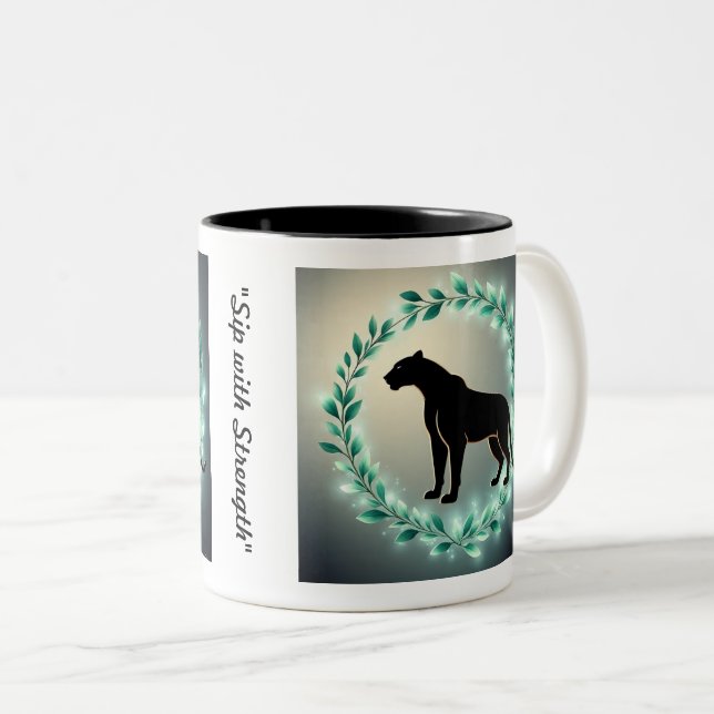 "Emerald Jungle Shadow" Two-Tone Coffee Mug (Front Right)