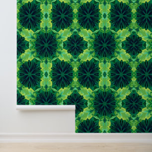 Emerald Kaleidoscope: Lush Tropical Symmetry Wallpaper