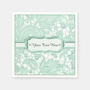 Emerald Lace Elegant Green Personalized Napkins