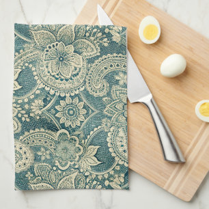 Emerald Lace Medallion Kitchen Towel