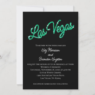Emerald Las Vegas Sparkles Wedding Invitation