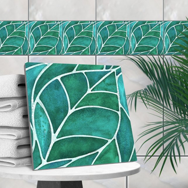 Emerald Leaf Watercolor Tile (Creator Uploaded)