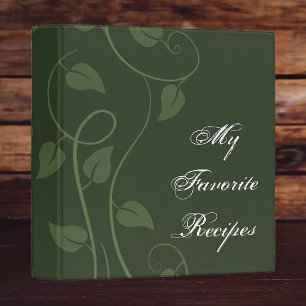 Emerald Leafy Swirl Recipe Book Binder