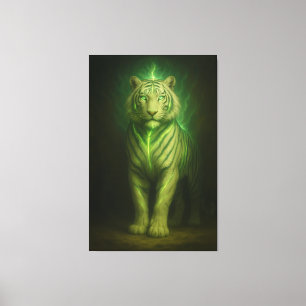 Emerald Lightcore White Tiger – Divine Stance Canvas Print