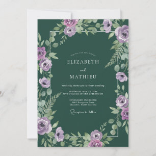 Emerald Lilac Foliage Eucalyptus Wedding Invitation