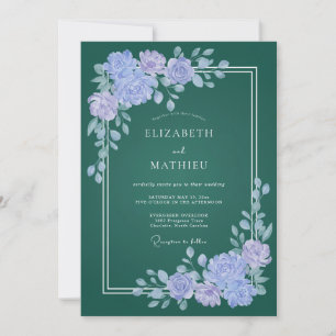 Emerald Lilac Petal Wedding Invitation