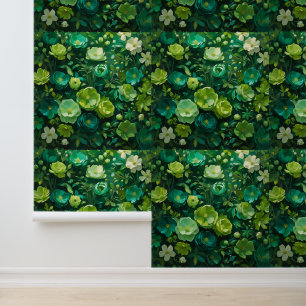 Emerald & Lime Green Floral Peel and Stick  Wallpaper