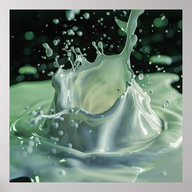 Emerald Liquid Explosion Art Poster (Front)