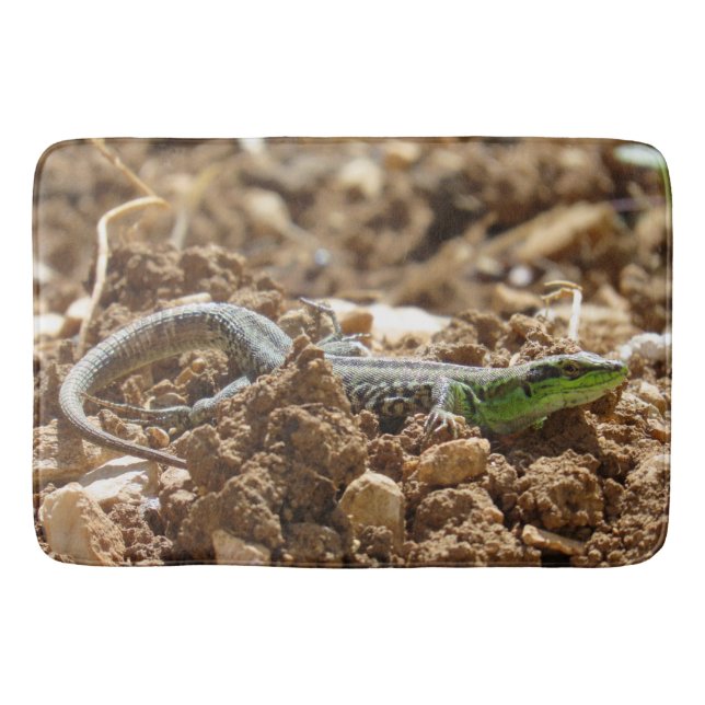 Emerald lizard Salamander in the earth     Bath Mat (Front)