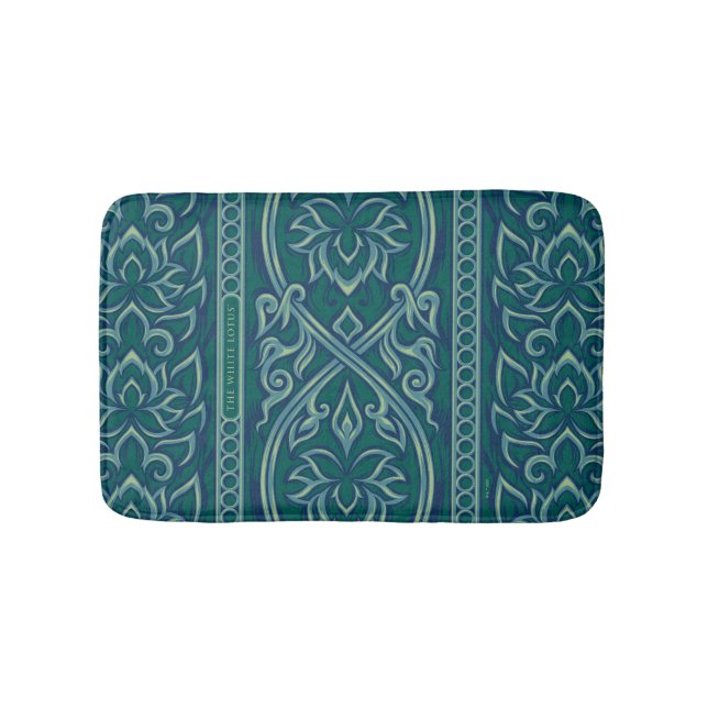 Emerald Lotus Tapestry Pattern - The White Lotus Bath Mat (Front)