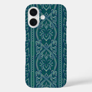 Emerald Lotus Tapestry Pattern - The White Lotus iPhone 16 Case