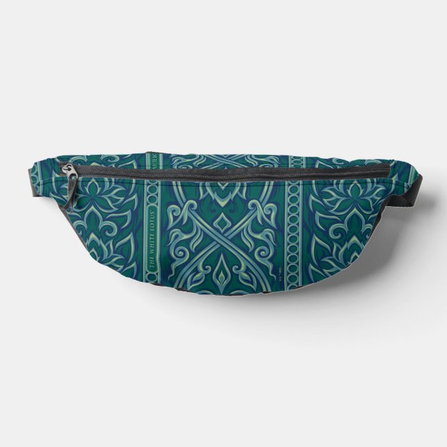 Emerald Lotus Tapestry Pattern - The White Lotus Fanny Pack (Lay Down)