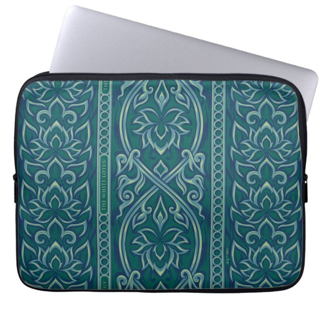 Emerald Lotus Tapestry Pattern - The White Lotus Laptop Sleeve (Front)
