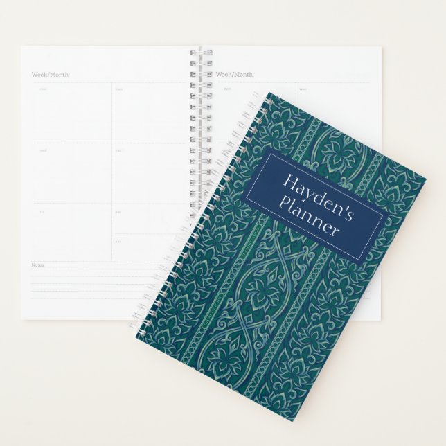 Emerald Lotus Tapestry Pattern - The White Lotus Planner (Display)