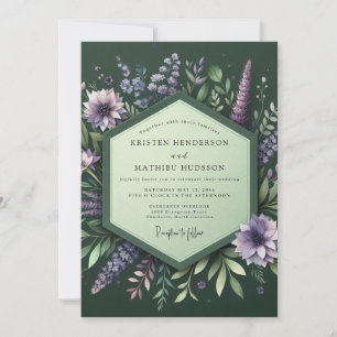 Emerald Lupine Meadow Wedding Invitation