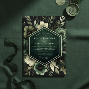 Emerald Lush Bloom Wedding Invitation