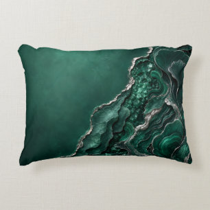 Emerald Malachite Geode Abstract Art Luxury Gift Accent Pillow