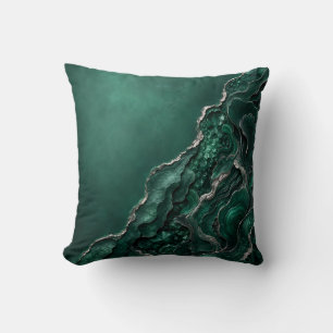 Emerald Malachite Geode Abstract Art Luxury Gift Throw Pillow