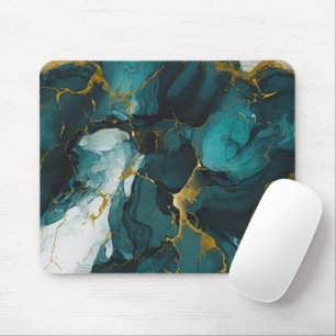 Emerald Marble with Golden Veins Mouse Pad