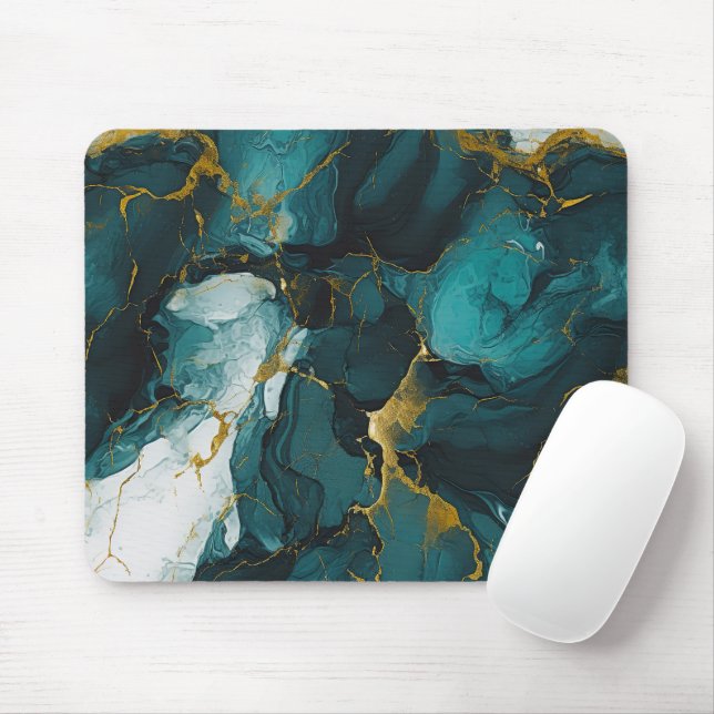 Emerald Marble with Golden Veins Mouse Pad (With Mouse)