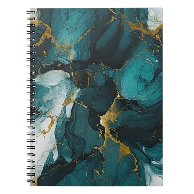 Emerald Marble with Golden Veins Notebook (Front)