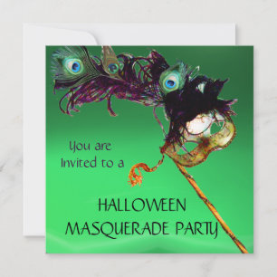 EMERALD MASQUERADE PARTY, Green Orange Invitation