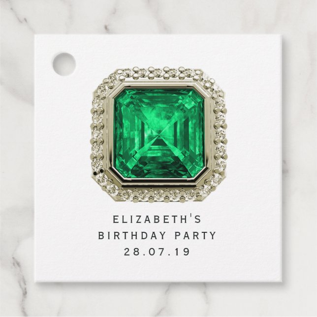 Emerald May Birthstone Favour Tags (Front)