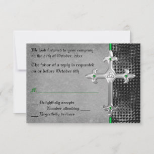 Emerald Medieval Celtic Cross RSVP Card