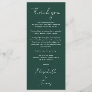 Emerald Minimalist Wedding Thank You Place Card