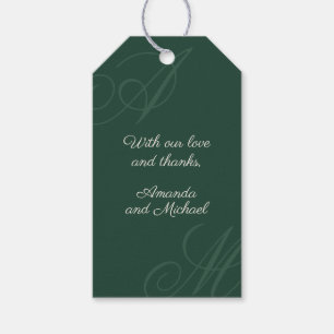 Emerald Modern Edge Elegant Monogram Wedding Gift Tags