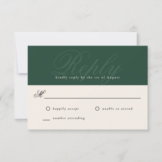 Emerald Modern Elegant Minimal Monogram RSVP (Front)