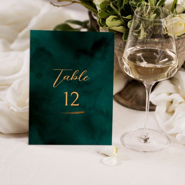 Emerald Modern Script Mariage Numéro de table (Créateur téléchargé)