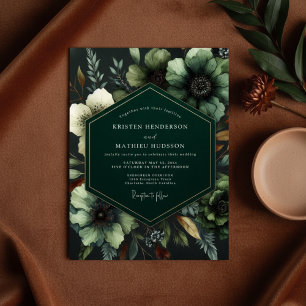 Emerald Moody Bloom Wedding Invitation