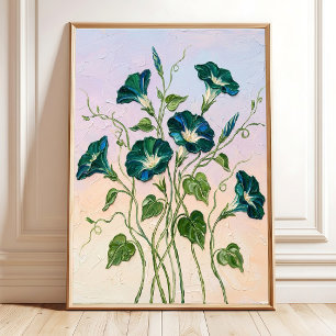 Emerald Morning Glory Canvas Wall Art Modern Luxur