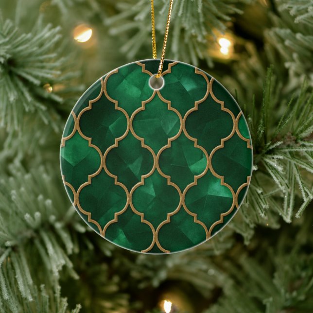 Emerald Moroccan Pattern – Luxury Style Ceramic Ornament (Tree)