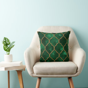 Emerald Moroccan Pattern – Luxury Style Throw Pillow