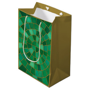 Emerald Mosaic Circle Pattern Art Medium Gift Bag