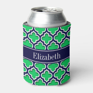 Emerald Navy Moroccan #5DS Navy Name Monogram Can Cooler