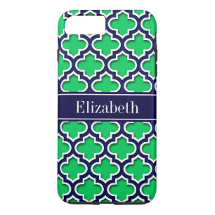 Emerald Navy Moroccan #5DS Navy Name Monogram Case-Mate iPhone Case